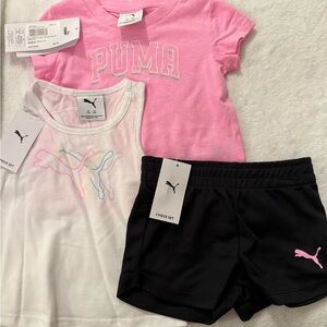 Puma Girls Pink White & Black 3-Piece Active Set